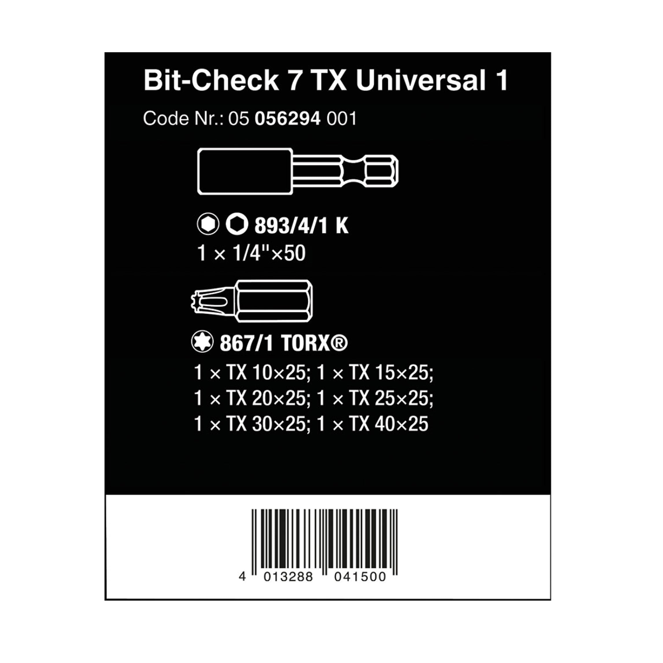 Wera Tools Bit - Check 7 TX Universal 1 - Evari