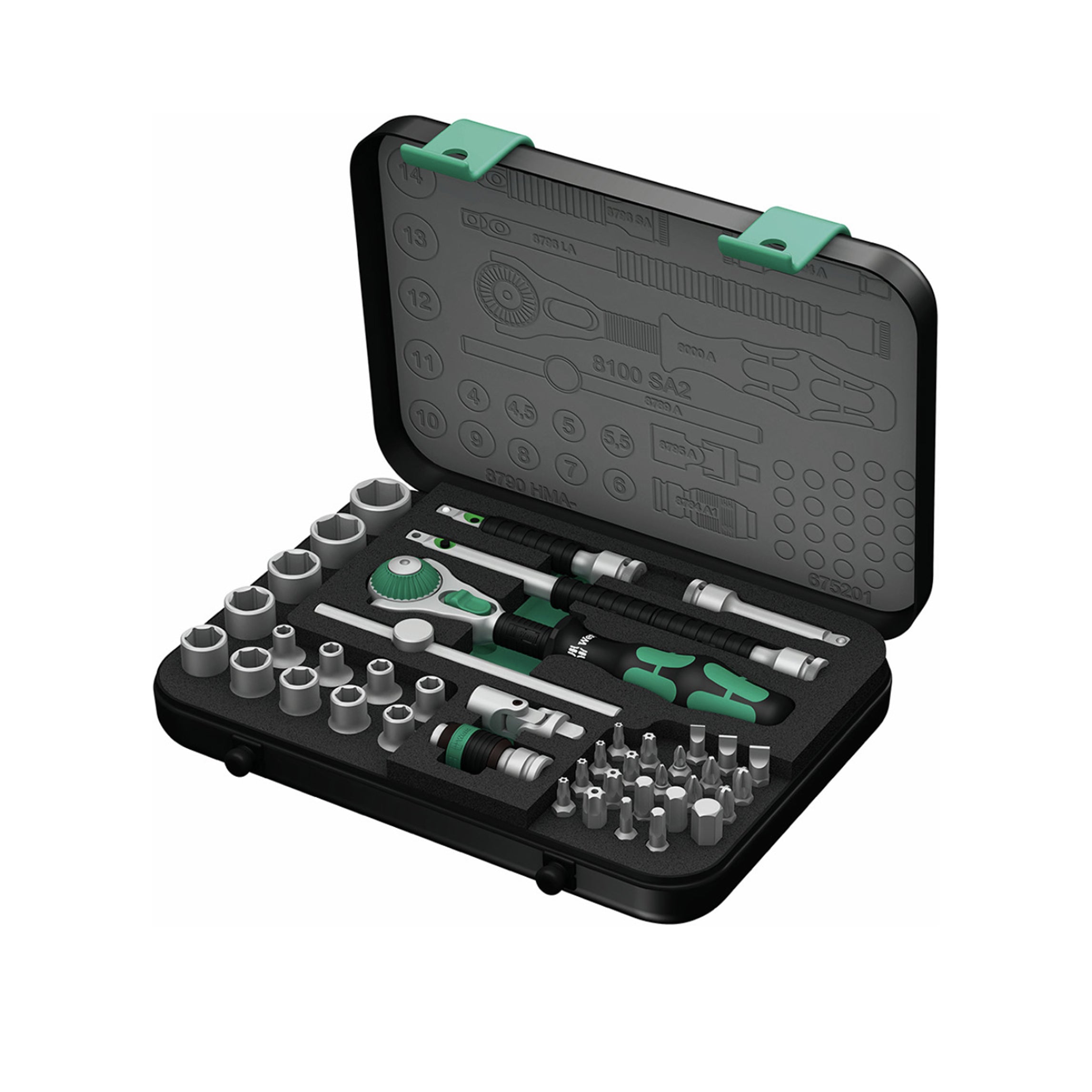 Wera Tools 8100 SA 2 Zyklop Speed Ratchet Set 1/4 Drive Metric - Evari